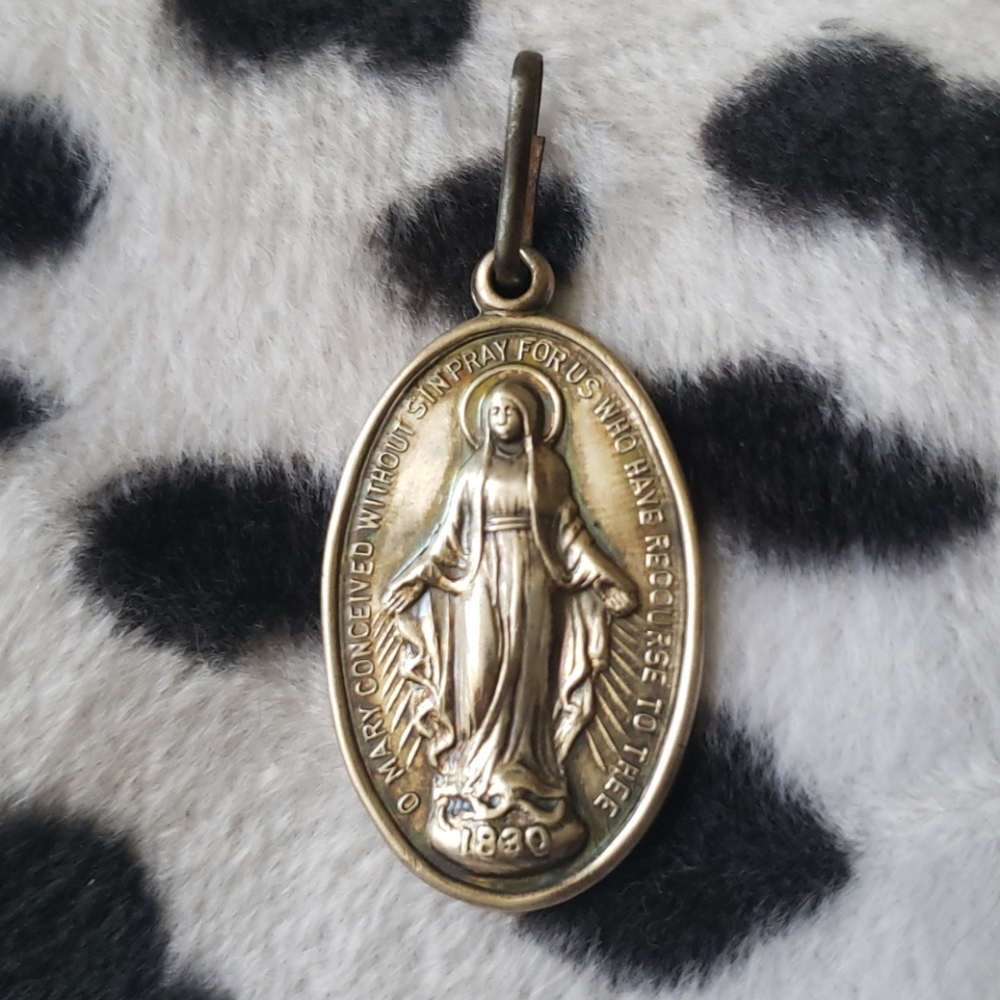 Sterling Silver Catholic Pendant Charm Mother Mary
